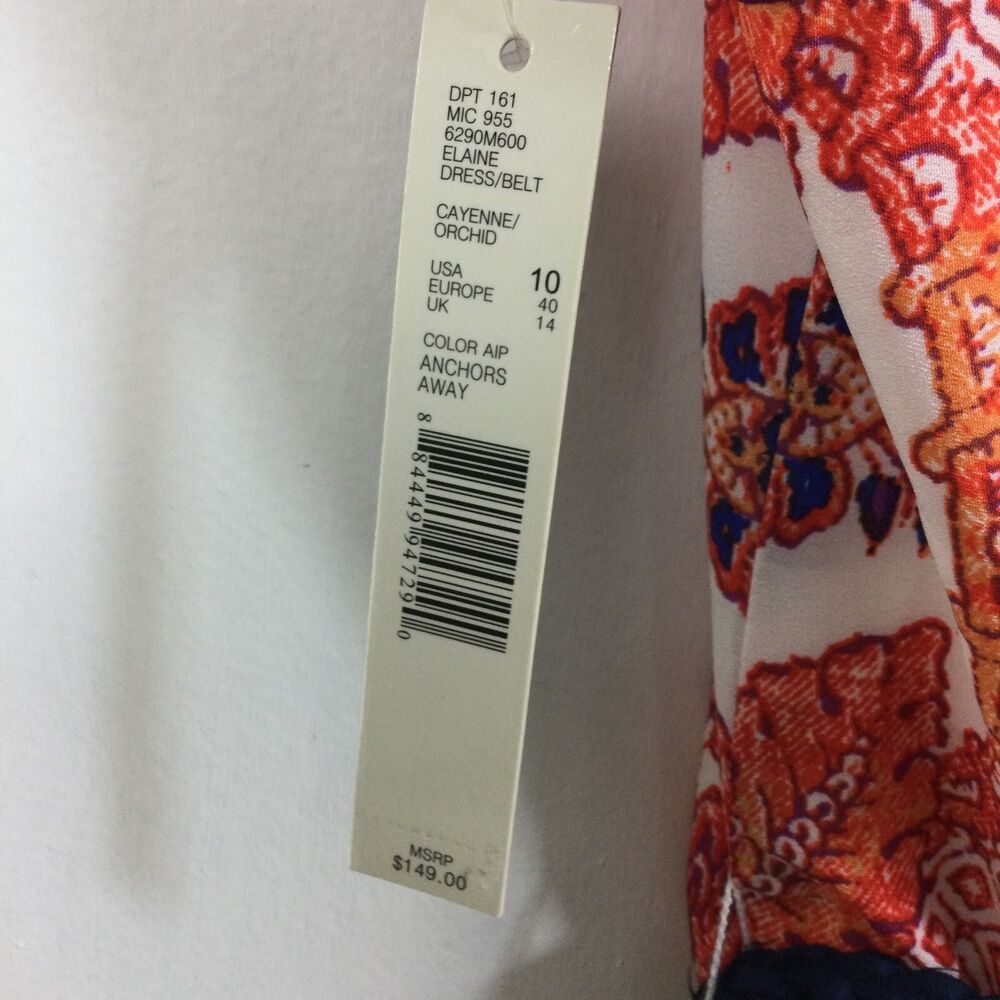 Antonio Melani Elaine Floral Paisley Belted Shift Dress Cayenne/Orchid Sz 10 NWT - Picture 7 of 12